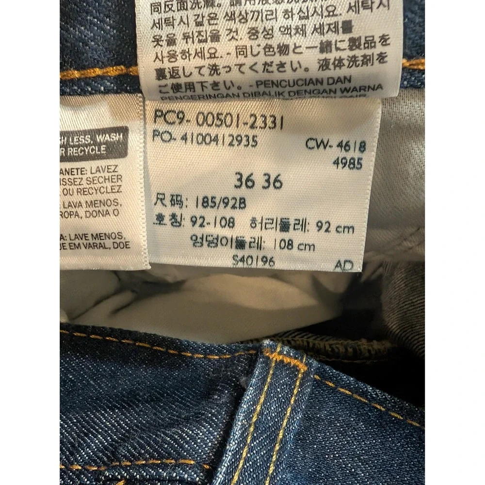 Levis 501 Original‎ Mens Dark Wash Straight Leg Button Fly Jeans W36 L36 Blue